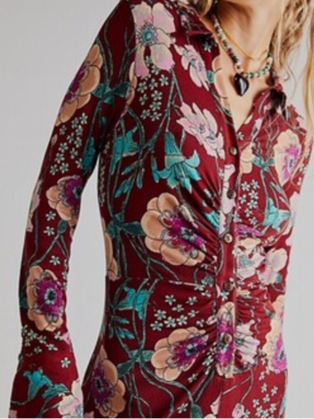 Free People Shayla Wide Leg Jumpsuit Burgundy